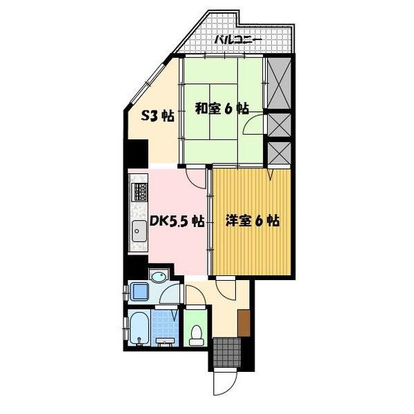光風堂ビル(2SDK/4階)の間取り写真