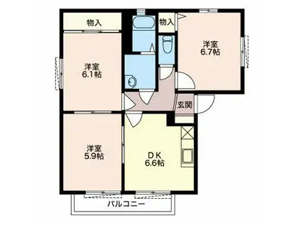 ドミール港南(3DK/2階)の間取り写真