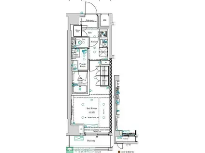ガリシア竹ノ塚(1K/1階)の間取り写真