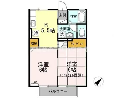 ファミールSAITOA(2K/1階)の間取り写真