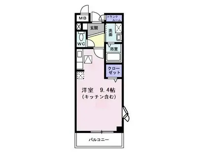 メープル(ワンルーム/1階)の間取り写真