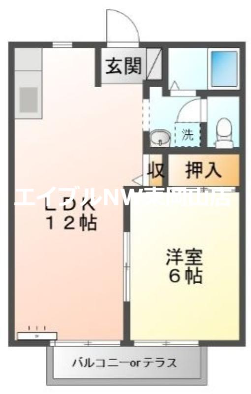 ぼくんちパートII(1LDK/2階)の間取り写真