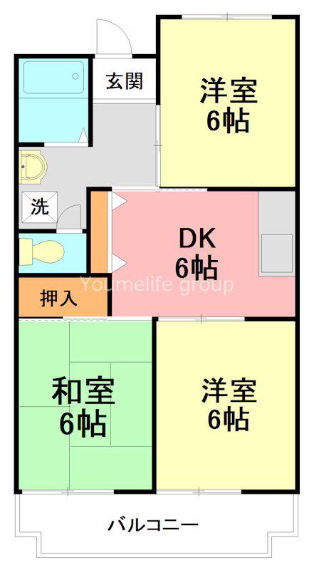 高田ビル(3DK/3階)の間取り写真