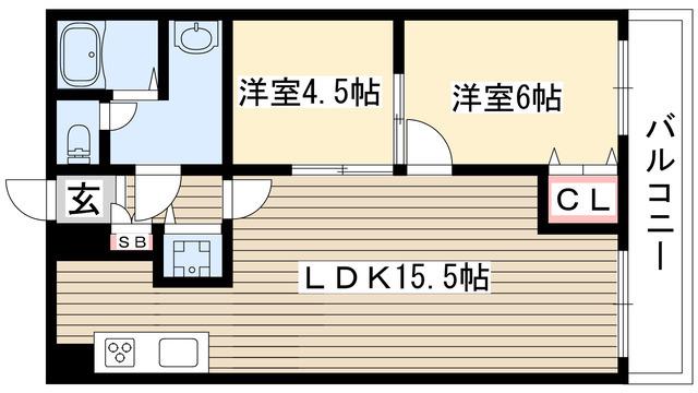 プリミエール平和ヶ丘(2LDK/6階)の間取り写真