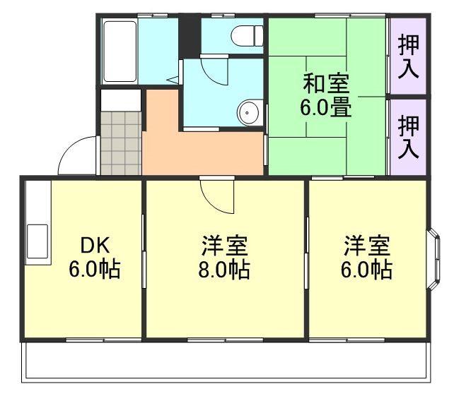 マンションみやび(3DK/1階)の間取り写真