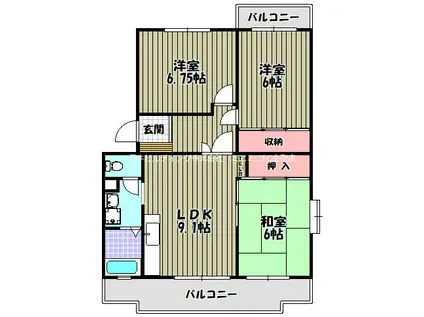 パークマンション(3LDK/2階)の間取り写真