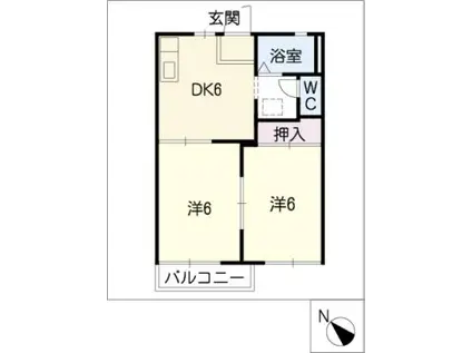 グリーンヒル南舘(2DK/1階)の間取り写真