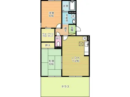 リバーフィールドII(2LDK/1階)の間取り写真