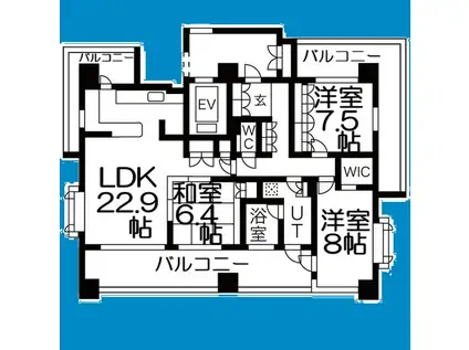 モアグレース八勝通 PREMIX(3LDK/8階)の間取り写真