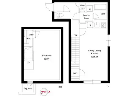 グローリオシェルト神宮前(1LDK/1階)の間取り写真