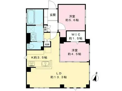 ビューノTN(2LDK/1階)の間取り写真