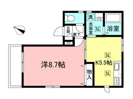 コモンズ中目黒(1K/1階)の間取り写真