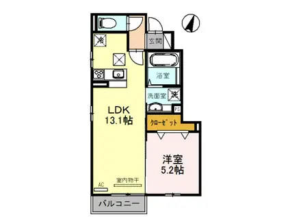 コスモ6(1LDK/1階)の間取り写真