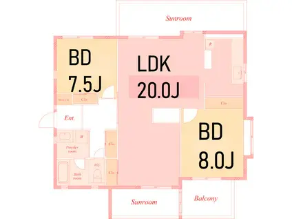 戸塚区矢部町(2LDK/3階)の間取り写真