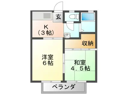 パナハイツもり(2K/1階)の間取り写真