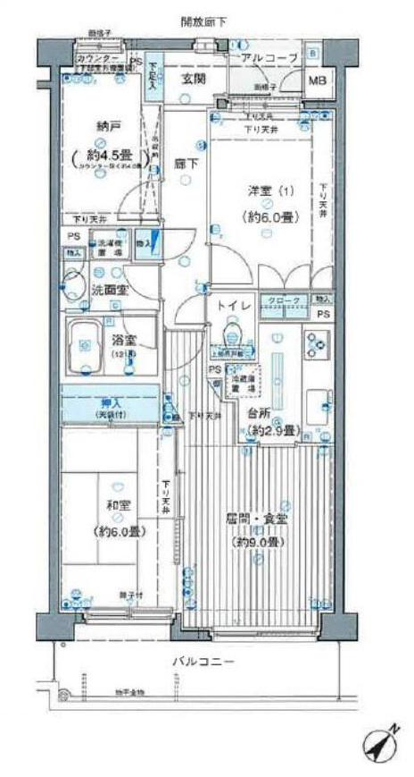 横浜永田台パークホームズガーデンヒル(2SLDK/3階)の間取り写真