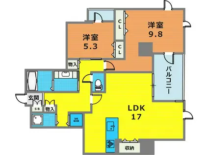 新神戸アバートメント(2LDK/2階)の間取り写真