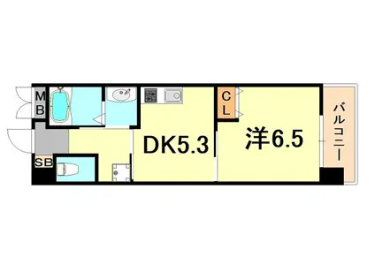 ウエストアヴェニュー(1DK/2階)の間取り写真