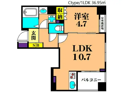 リバティー大井2(1LDK/6階)の間取り写真