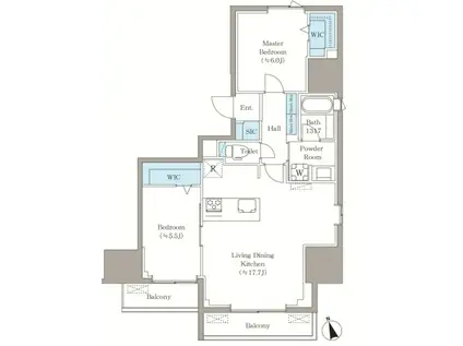 ヴィスタ西早稲田(2LDK/10階)の間取り写真