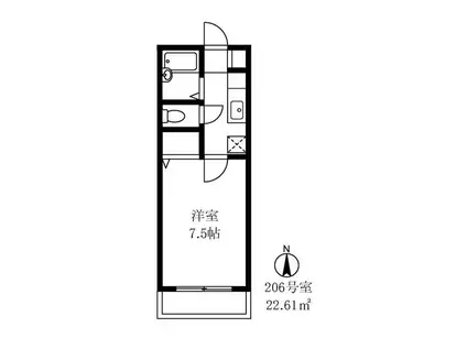 グレースパピヨン(1K/2階)の間取り写真