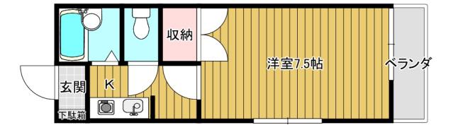 ロッソ祇園A(1K/2階)の間取り写真