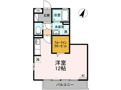 リファルジェント泉 B棟(ワンルーム/2階)の間取り写真