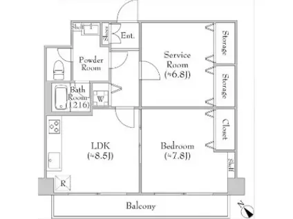 トラヴァローレ淵野辺(1SLDK/3階)の間取り写真