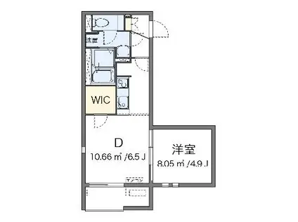 ミランダフェリス(1DK/1階)の間取り写真