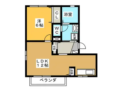 メゾンAIGI B棟(1LDK/2階)の間取り写真