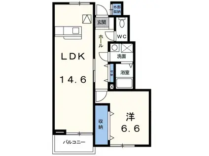 ラフィネ安曇野(1LDK/1階)の間取り写真