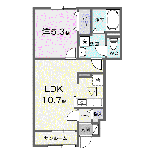 アルモニー(1LDK/1階)の間取り写真