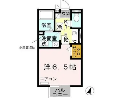 フローラ岡本A(1K/2階)の間取り写真