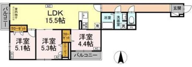 セレスティア東葛西V(3LDK/2階)の間取り写真