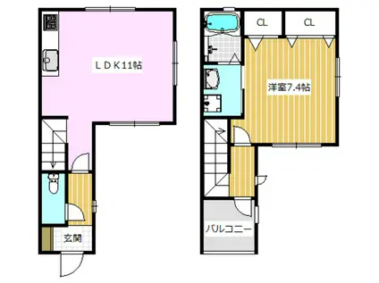 グランバリエ樋の口(1LDK/2階)の間取り写真