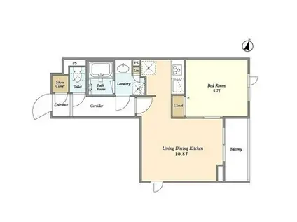 サニバス飯田橋(1LDK/4階)の間取り写真