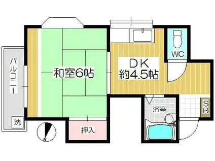 グリーンパーク三共(1DK/2階)の間取り写真