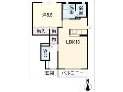 パーシモン黒屋 B棟(1LDK/1階)の間取り写真