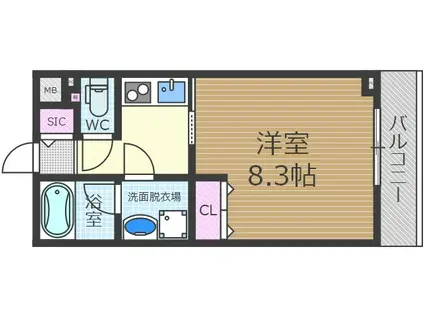 STORIS茨木新庄(1K/2階)の間取り写真
