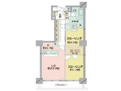 エクステ山下公園クレイドルタワー(1SLDK/13階)の間取り写真