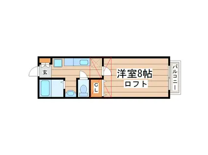 サゥーヂビバII番館(1K/2階)の間取り写真