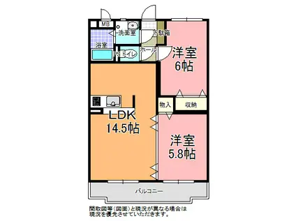 ウエストコート(2LDK/1階)の間取り写真