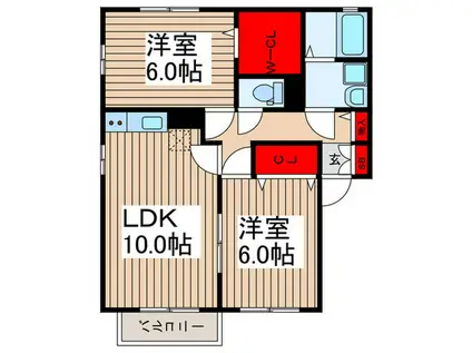 カサベルテ(2LDK/1階)の間取り写真
