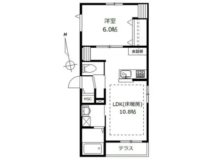 MAISON DE ZERO(1LDK/1階)の間取り写真