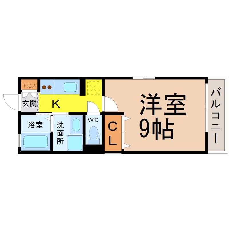 ラポール春岡(1K/2階)の間取り写真