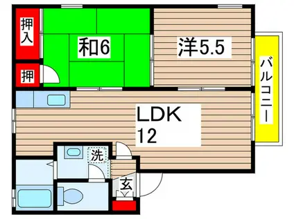 安藤第7ハイツ(2LDK/1階)の間取り写真