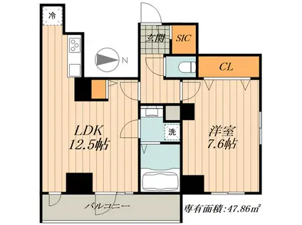 MANYJU(1LDK/8階)の間取り写真