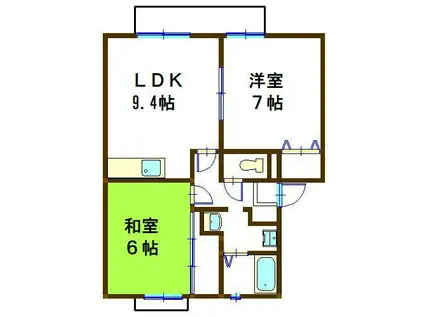 JAサンビレッジ大塚(2LDK/2階)の間取り写真