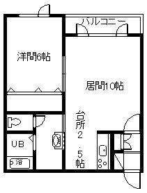 カメリア(1LDK/1階)の間取り写真