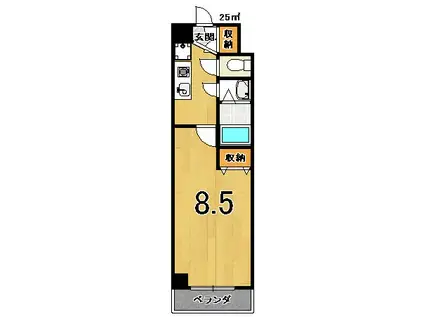 ルピナスKOGOME(1K/2階)の間取り写真